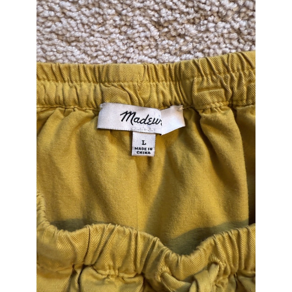 Madewell Eyelet Balcony Off-The-Shoulder Top Size Large Mustard Yellow - Picture 2 of 7